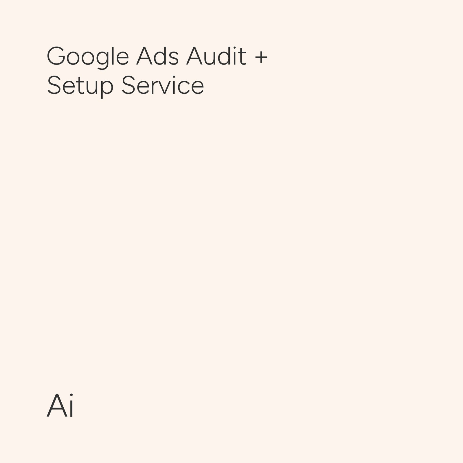 Google Ads Audit + Setup Service