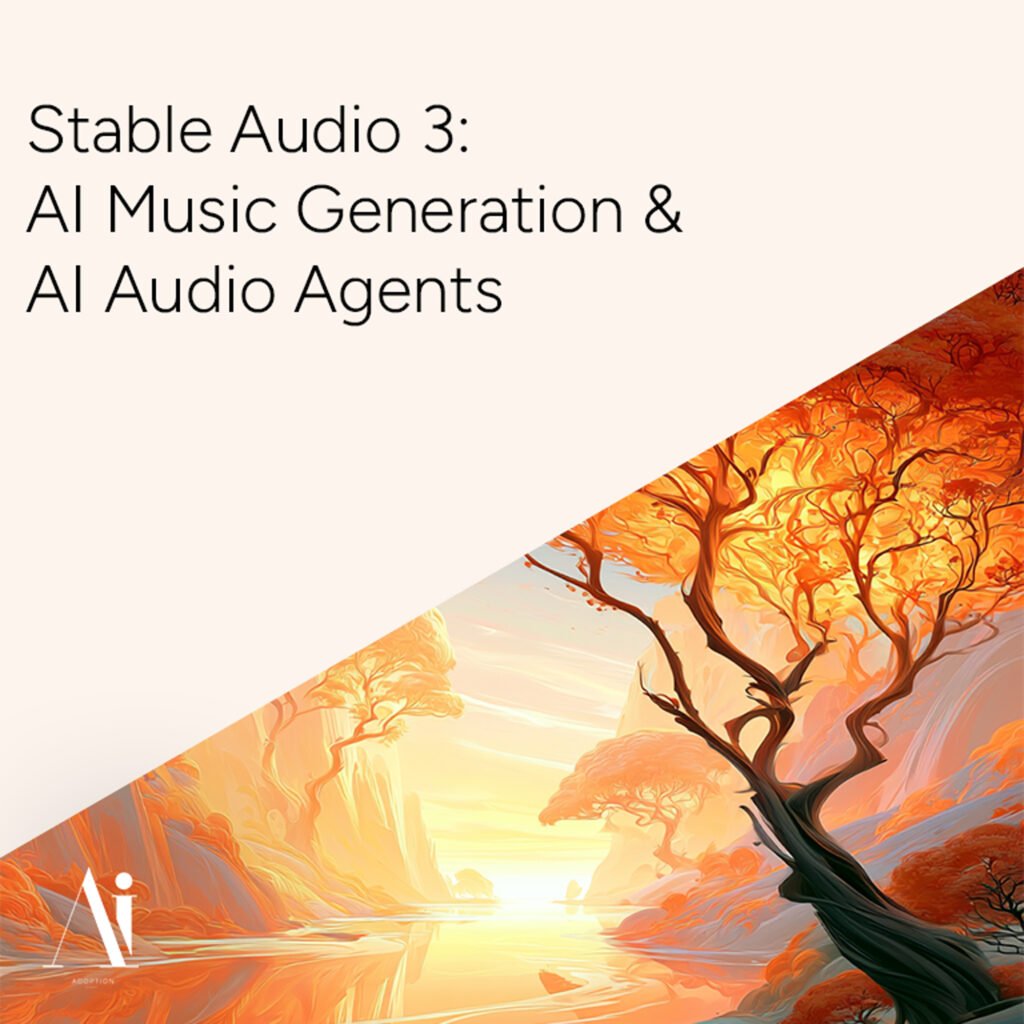 Stable Audio 3 AI music generation and AI audio agents orange canyon illustration